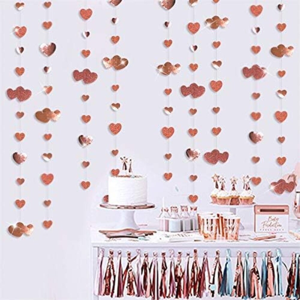 Valentines Day Party Decorations Rose Gold Heart Garland Hanging Paper Love Hear - Picture 4 of 6